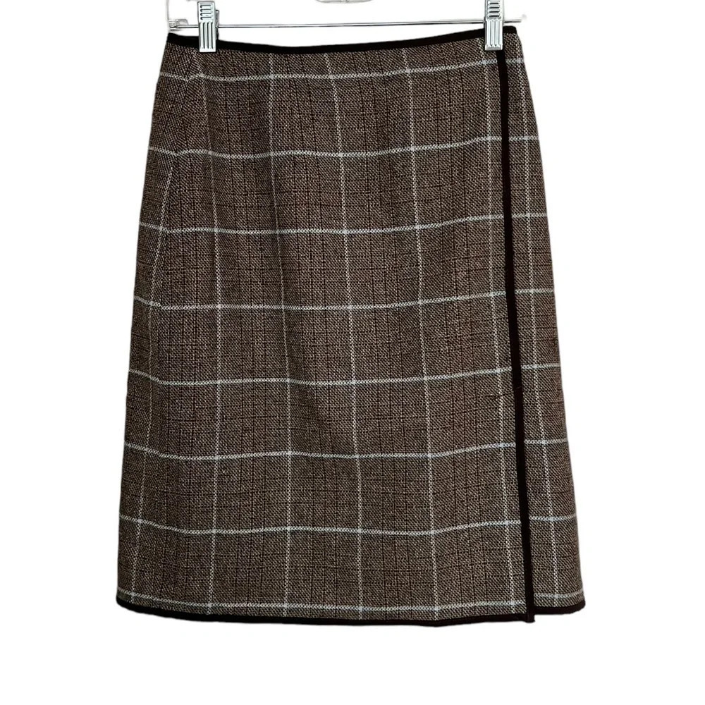 Chadwicks Brown Plaid Wrap-Style Skirt